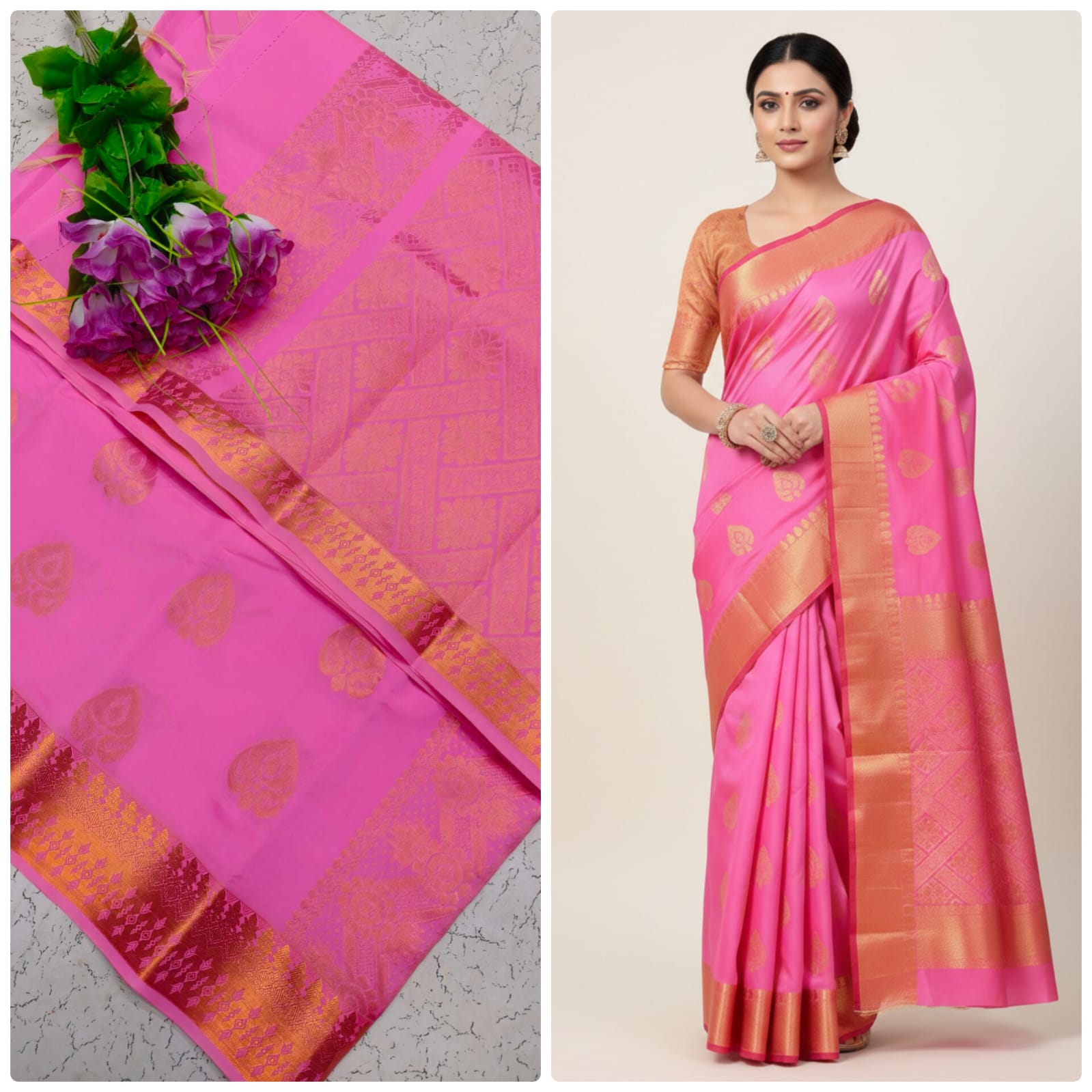 Kotta Cotton Silk Saree Light Pink